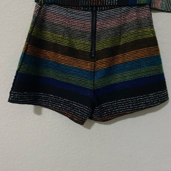 N/Nicholas Textured Horizontal Multicolor Striped Knit Belted Retro Shorts Sz 4 - Picture 10 of 13
